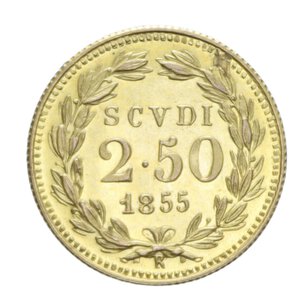 reverse: STATO PONTIFICIO PIO IX (1846-1870) 2,50 SCUDI 1855 ROMA AU 3,19 GR. SPL-FDC (RIPRODUZIONE)