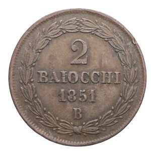 reverse: STATO PONTIFICIO PIO IX (1846-1870) 2 BAIOCCHI 1851 BOLOGNA A.V R CU 19,39 GR. BB+