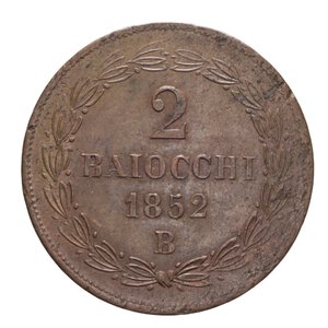 reverse: STATO PONTIFICIO PIO IX (1846-1870) 2 BAIOCCHI 1852 BOLOGNA A.VI R CU 19,38 SPL-FDC/SPL