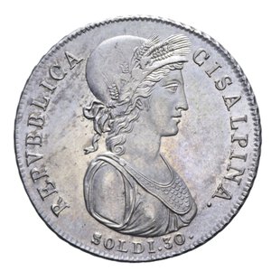 reverse: REPUBBLICA CISALPINA (1800-1802) 30 SOLDI NC MI 7,33 GR. qFDC