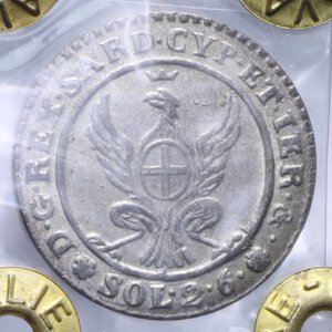 reverse: VITTORIO EMANUELE I (1814-1821) 2,6 SOLDI 1815 R MI 2,56 GR. qFDC (SIGILLATA CAVALIERE)