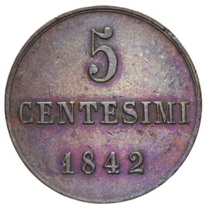 reverse: CARLO ALBERTO (1831-1849) 5 CENT. 1842 R CU 4,66 GR. BB-SPL (COLPETTI)