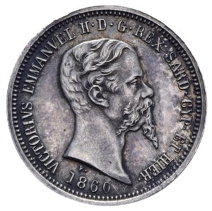 obverse: VITTORIO EMANUELE II (1849-1861) 50 CENT. 1860 MILANO NC AG. 2,51 GR. SPL+/FDC