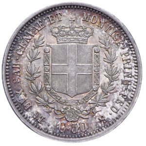 reverse: VITTORIO EMANUELE II (1849-1861) 50 CENT. 1860 MILANO NC AG. 2,51 GR. SPL+/FDC