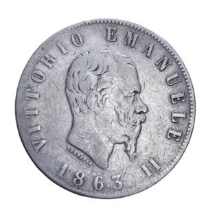 obverse: VITTORIO EMANUELE II (1861-1878) 2 LIRE 1863 NAPOLI STEMMA AG. 9,77 GR. MB-BB