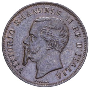 obverse: VITTORIO EMANUELE II (1861-1878) 5 CENT. 1861 NAPOLI TESTA GROSSA E TOZZA RR CU 5,07 GR. SPL