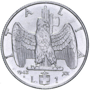 reverse: VITTORIO EMANUELE III (1900-1943) 1 LIRA 1942 IMPERO AC. 8,29 GR. FDC