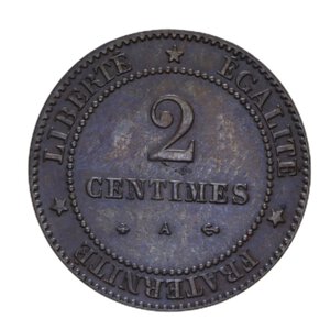 reverse: FRANCIA REPUBBLICA 2 CENTIMES 1878 A CU 1,94 GR. qSPL