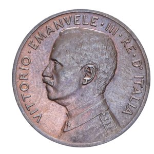 obverse: VITTORIO EMANUELE III (1900-1943) 5 CENT. 1909 ITALIA SU PRORA NC CU 5 GR. qFDC-FDC (TRACCE DI ROSSO)