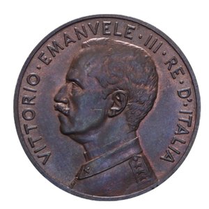 obverse: VITTORIO EMANUELE III (1900-1943) 5 CENT. 1913 ITALIA SU PRORA NC CU 5 GR. qFDC/FDC ROSSO