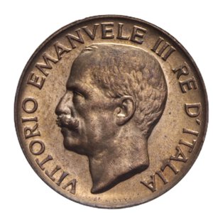 obverse: VITTORIO EMANUELE III (1900-1943) 5 CENT. 1925 SPIGA CU 3,28 GR. FDC ROSSO