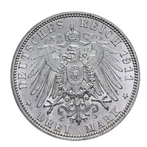 reverse: GERMANIA BAVARIA LUITPOLD 3 MARCHI 1911 AG. 16,73 GR. FDC