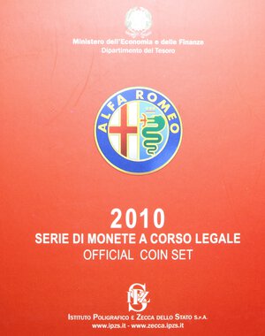 reverse: SERIE IN EURO 2010 ALFA ROMEO CON AG. IN FOLDER FDC