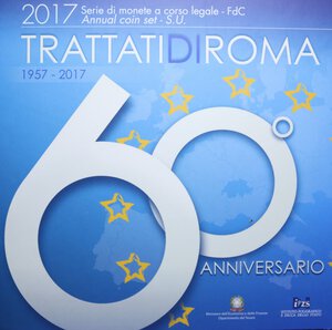 reverse: SERIE IN EURO 2017 TRATTATI DI ROMA CON AG. IN FOLDER FDC