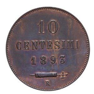 reverse: VECCHIA MONETAZIONE 10 CENT. 1893 CU 10,08 GR. FDC ROSSO