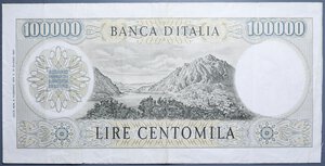 obverse: REPUBBLICA ITALIANA 100000 LIRE 6/2/1974 A. MANZONI R BB (SULLA SINISTRA PICCOLA PARTE MANCANTE)