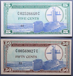 obverse: USA LOTTO 5 MILITARY PAYMENT CERTIFICATES VARIE CONSERVAZIONI