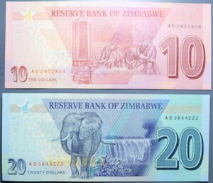 obverse: ZIMBABWE SET COMPLETO 2-5-10-20 DOLLARI 2019-2020 FDS