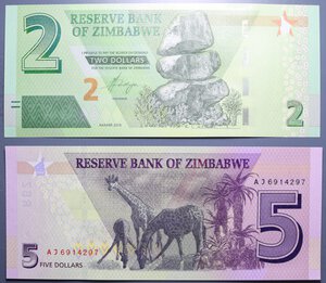 reverse: ZIMBABWE SET COMPLETO 2-5-10-20 DOLLARI 2019-2020 FDS
