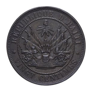 reverse: HAITI REPUBBLICA 20 CENT. 1863 CU 7,98 GR. qSPL