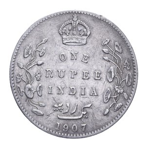 reverse: INDIA EDOARDO VII 1 RUPIA 1907 AG. 11,52 GR. BB (TRACCE DI PULIZIA)
