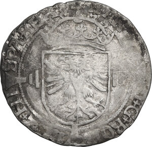reverse: Spanish Netherlands, Brabant.  Charles V (1521-1555). AR 1/2 Real, Amberes, Brabant