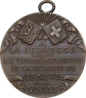 reverse: Switzerland. Commemorative AE medal 1914 for the 100 years from the reunification of Geneve to the Switzerland