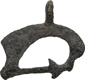 reverse: Bronze pendant, dolphin with arrow.  29 mm  Scythian. 5th-3rd century BC