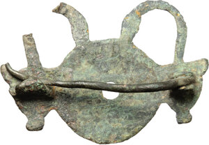 reverse: Bronze fibula.  Roman period, 1st-3rd century AD.  36 mm