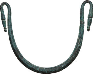 obverse: Bronze handle, the ends ornamented.  87x70 mm.  Roman period 1st-3rd century