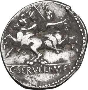 reverse: C. Servilius. AR Denarius, 136 BC