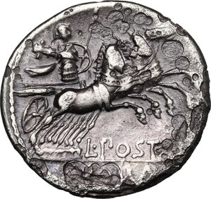 reverse: L. Postumius Albinus.. AR Denarius, 131 BC