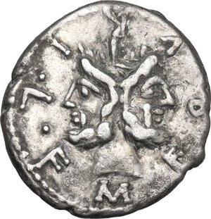 obverse: M. Furius L. f. Philus. AR Denarius, 119 BC