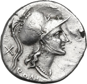 obverse: Anonymous. AR Denarius, 115-114 BC