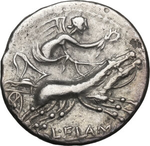 reverse: L. Flaminius Chilo. AR Denarius, 109-108 BC
