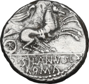 reverse: D. Junius Silanus.. AR Denarius, 91 BC
