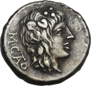 obverse: M. Porcius Cato. AR Quinarius, 89 BC
