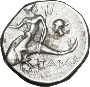 reverse: Southern Apulia, Tarentum. AR Stater, c. 272-235 BC