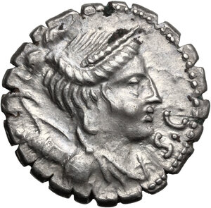 obverse: Ti. Claudius Ti. f. Ap. n. Nero.. Fourrée Denarius serratus, 79 BC