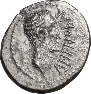 obverse: Cn. Domitius Ahenobarbus.. AR Denarius, military mint, 41 BC