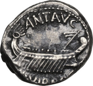 obverse: Mark Antony. AR Denarius, 32-31 BC, mint moving with Mark Antony