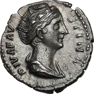 obverse: Faustina I (died 141 AD).. AR Denarius, 141 AD