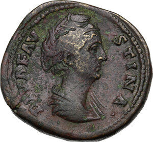 obverse: Faustina I (died 141 AD).. AE Sestertius