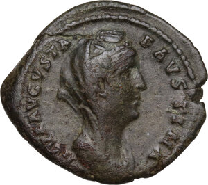 obverse: Faustina I (died 141 AD).. AE As, 141 AD