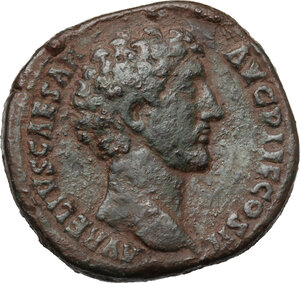 obverse: Marcus Aurelius as Caesar (139-161).. AE Sestertius, 145 AD