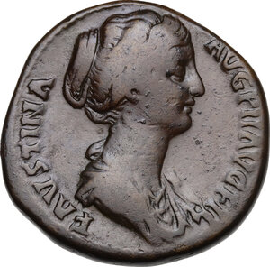 obverse: Faustina II (died 176 AD).. AE Sestertius, struck under Antoninus Pius, c. 147-150