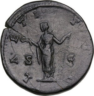 reverse: Faustina II (died 176 AD).. AE Sestertius, struck under Marcus Aurelius