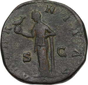 reverse: Faustina II (died 176 AD).. AE Sestertius, struck under Marcus Aurelius, 176-180