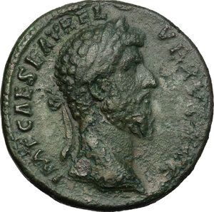 obverse: Lucius Verus (161-169).. AE Sestertius, struck under Marcus Aurelius, 161 AD