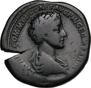 obverse: Commodus as Caesar (175-177).. AE Sestertius, struck under Marcus Aurelius, 175-176 AD